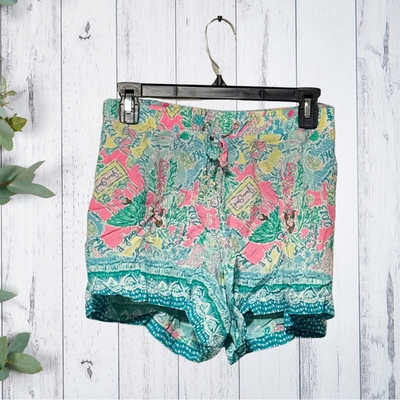 Lilly Pulitzer Pink and Blue High Waist Shorts - Picture 1 of 3